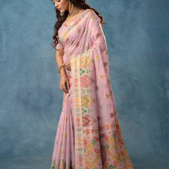 Meenakari Cotton Purple Saree