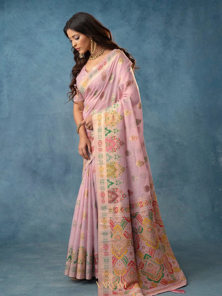 Meenakari Cotton Purple Saree