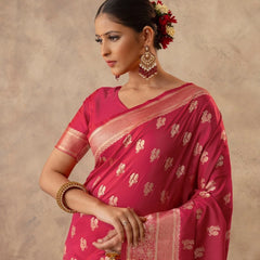 Zari Banarsi Silk Pink Saree