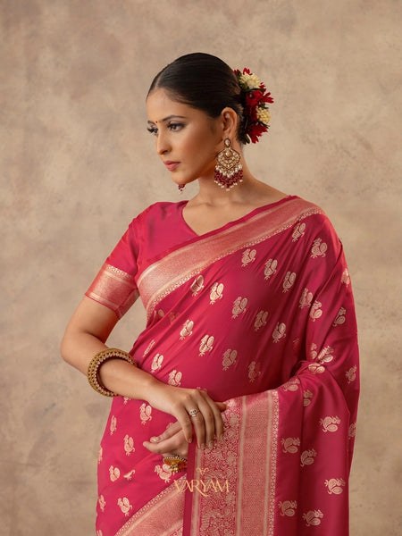 Zari Banarsi Silk Pink Saree