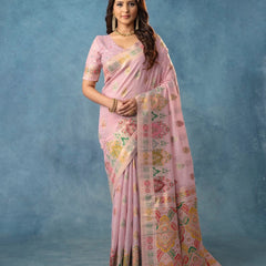 Meenakari Cotton Purple Saree