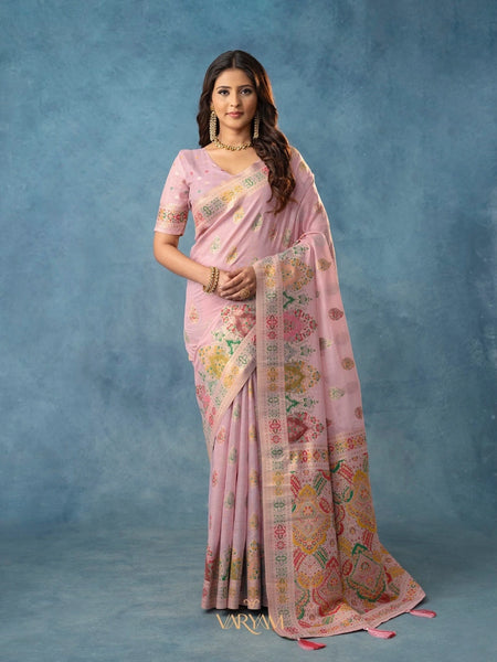 Meenakari Cotton Purple Saree