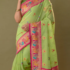 Kalista Linen Green Saree