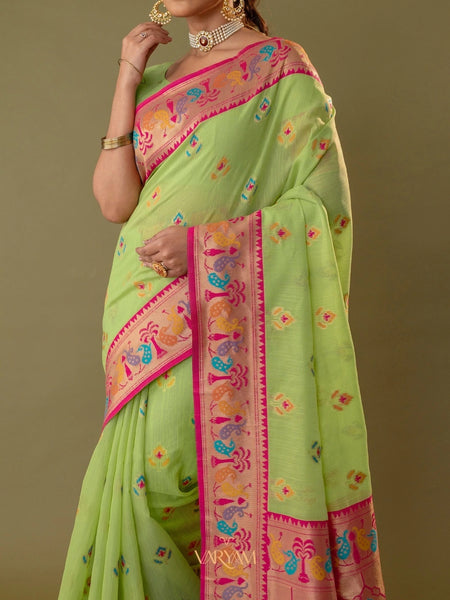 Kalista Linen Green Saree