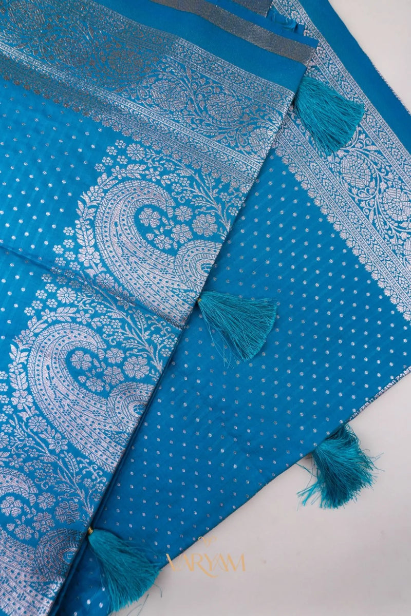 Zari Banarsi Silk Blue Saree