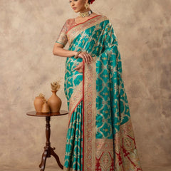 Gadwal Silk Teal Saree