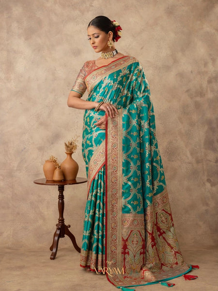 Gadwal Silk Teal Saree