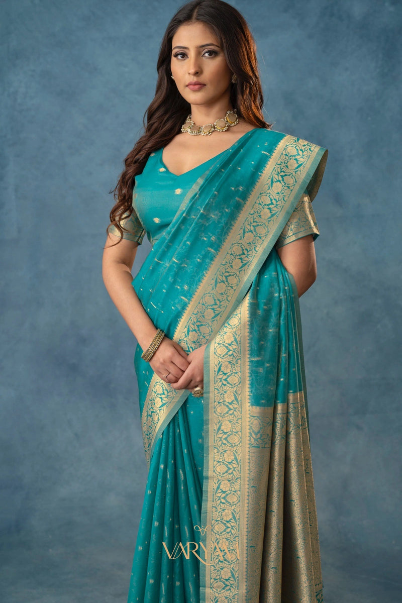 Fiona Silk Teal Saree