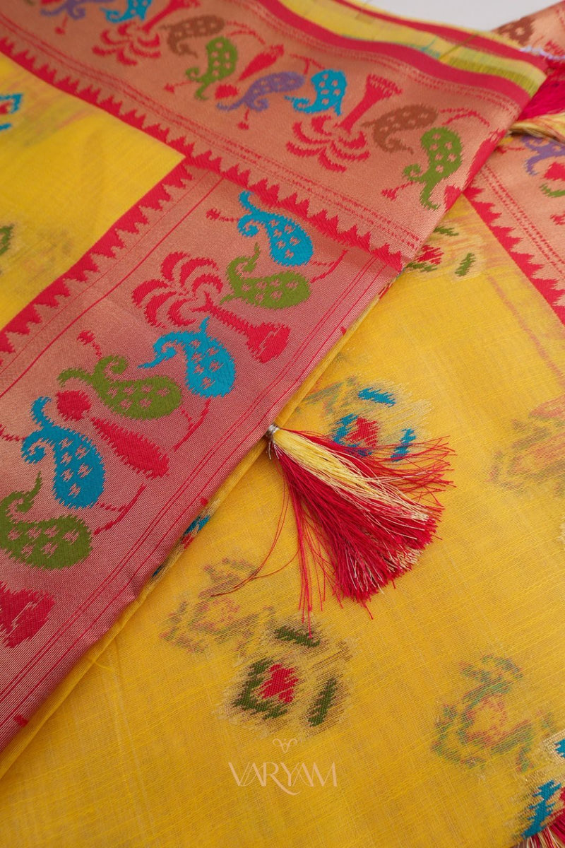 Kalista Linen Yellow Saree