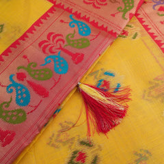 Kalista Linen Yellow Saree