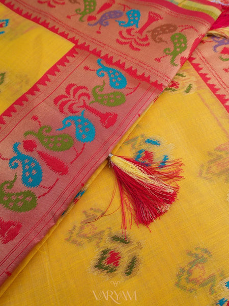 Kalista Linen Yellow Saree