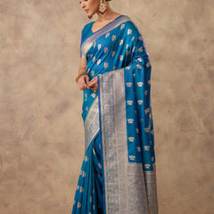 Zari Banarsi Silk Blue Saree