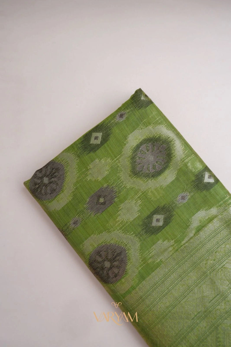 Ikkat Cotton Green Saree