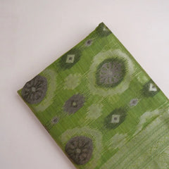 Ikkat Cotton Green Saree