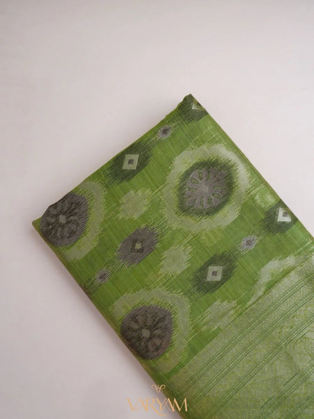 Ikkat Cotton Green Saree