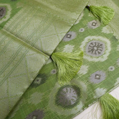 Ikkat Cotton Green Saree