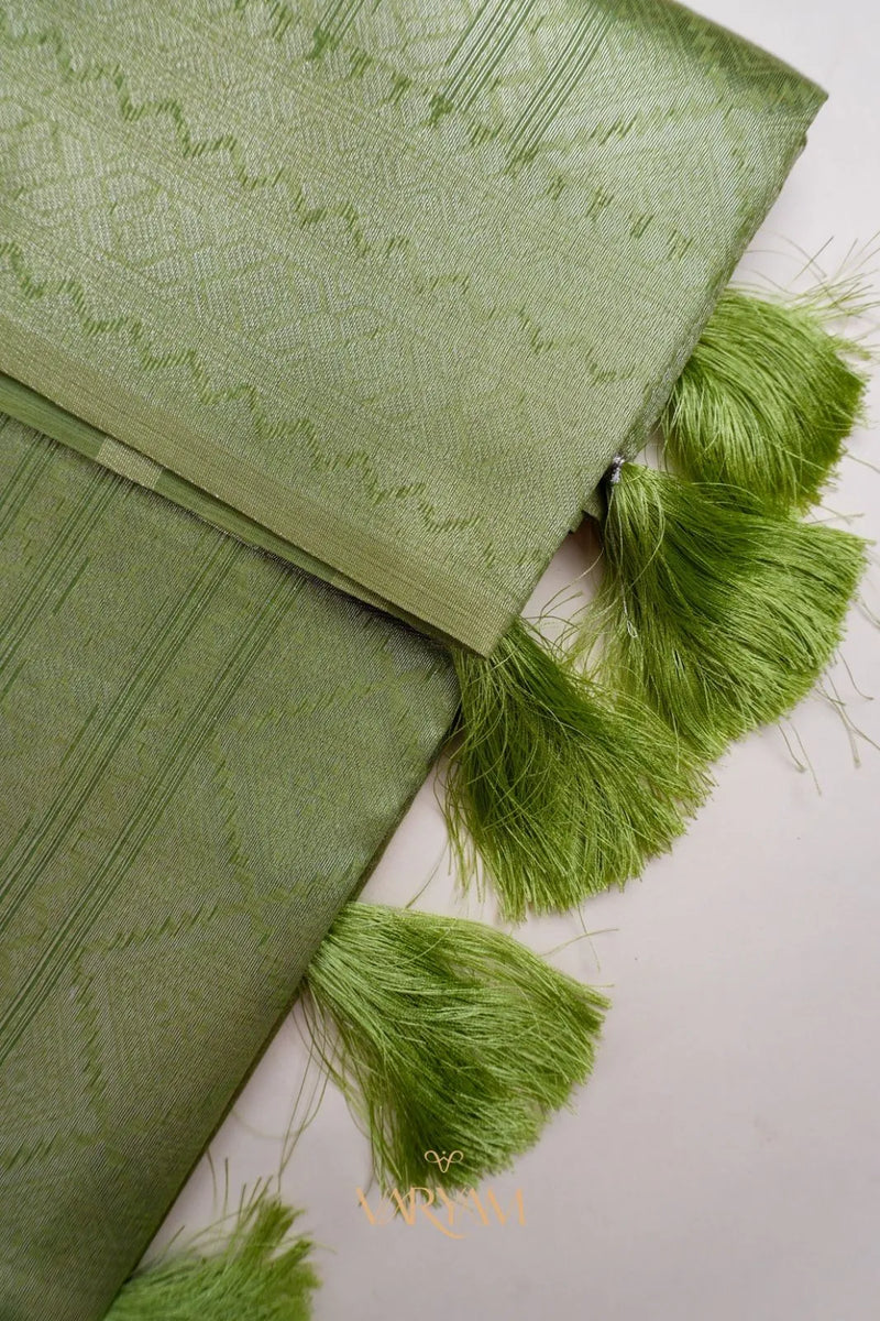 Ikkat Cotton Green Saree