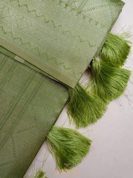 Ikkat Cotton Green Saree