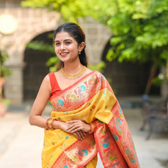 Kalista Linen Yellow Saree