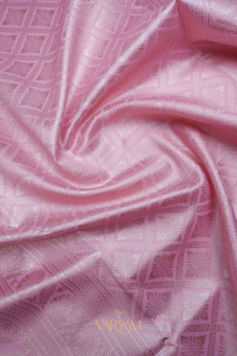 Leeche Cotton Baby Pink Saree