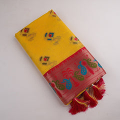 Kalista Linen Yellow Saree