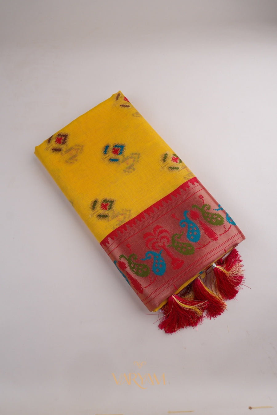 Kalista Linen Yellow Saree