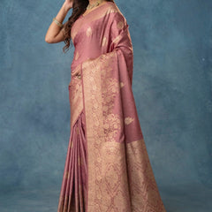 Strawberry Satin Silk Pink Saree