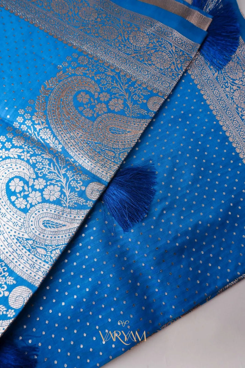 Zari Banarsi Silk Dark Blue Saree