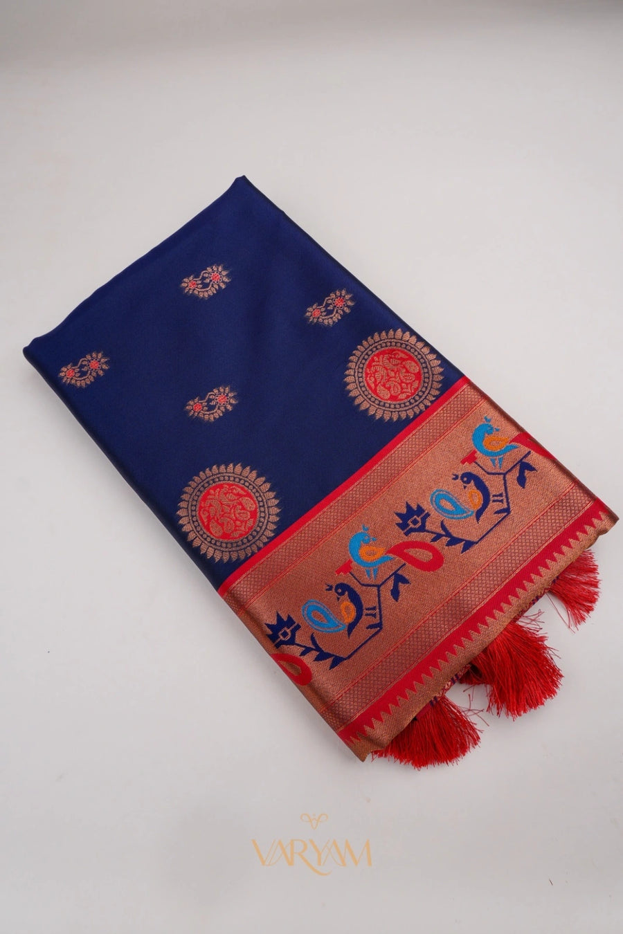 Satrangi Banarsi Dark Blue Soft Silk Zari Saree