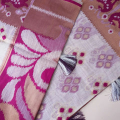 Patola Linen Cream Purple Saree