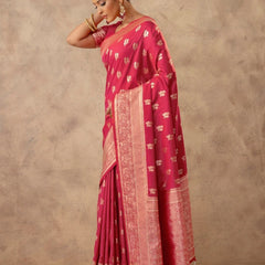 Zari Banarsi Silk Pink Saree