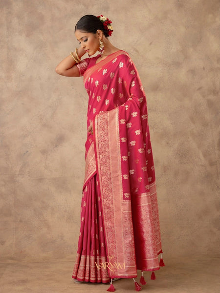 Zari Banarsi Silk Pink Saree