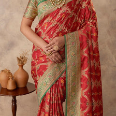 Gadwal Silk Red Saree