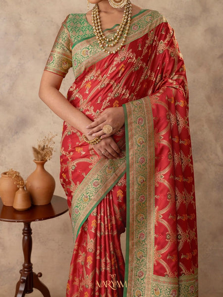 Gadwal Silk Red Saree
