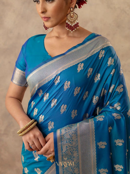 Zari Banarsi Silk Blue Saree