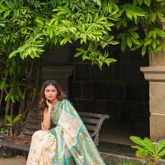 Kalista Linen Cream Saree