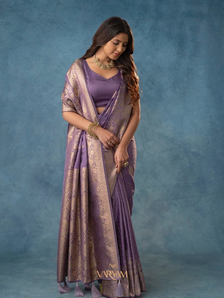 Strawberry Satin Silk Purple Saree