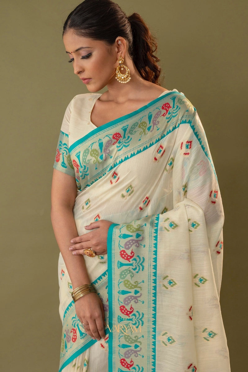 Kalista Linen Cream Saree