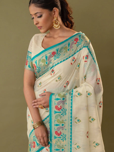 Kalista Linen Cream Saree