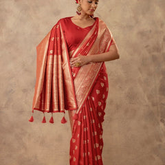Zari Banarsi Silk Orange Saree