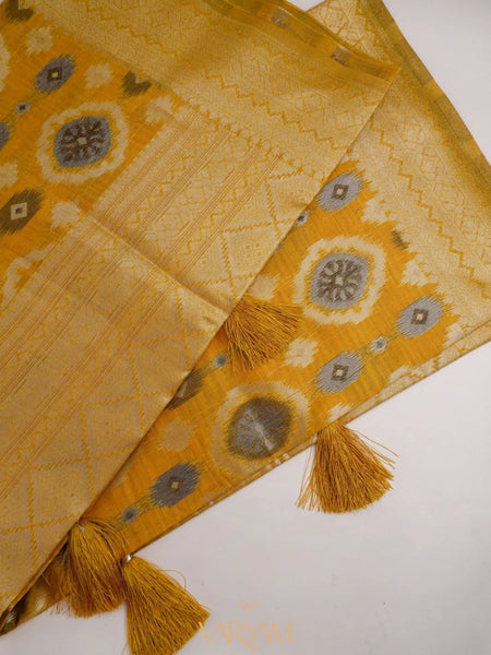 Ikkat Cotton Yellow Saree