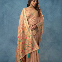 Meenakari Cotton Peach Saree