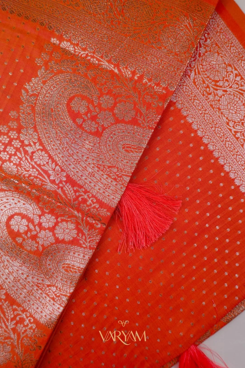 Zari Banarsi Silk Orange Saree