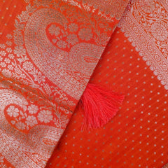 Zari Banarsi Silk Orange Saree