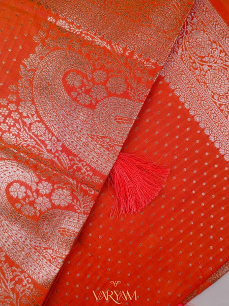 Zari Banarsi Silk Orange Saree