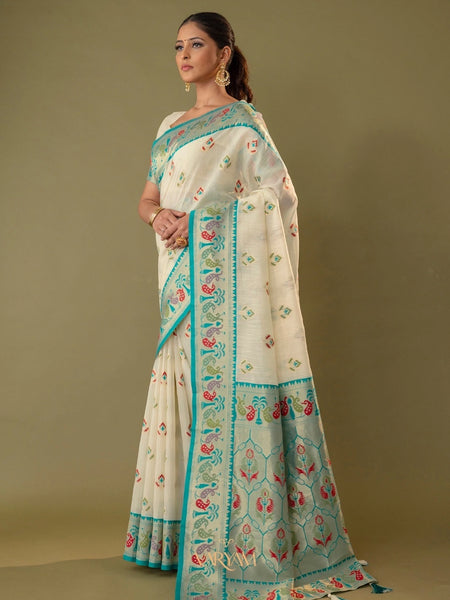 Kalista Linen Cream Saree