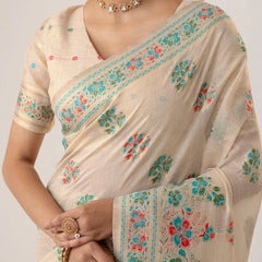 Mandira Cotton White Saree