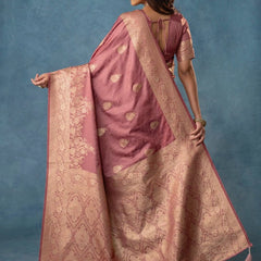 Strawberry Satin Silk Pink Saree