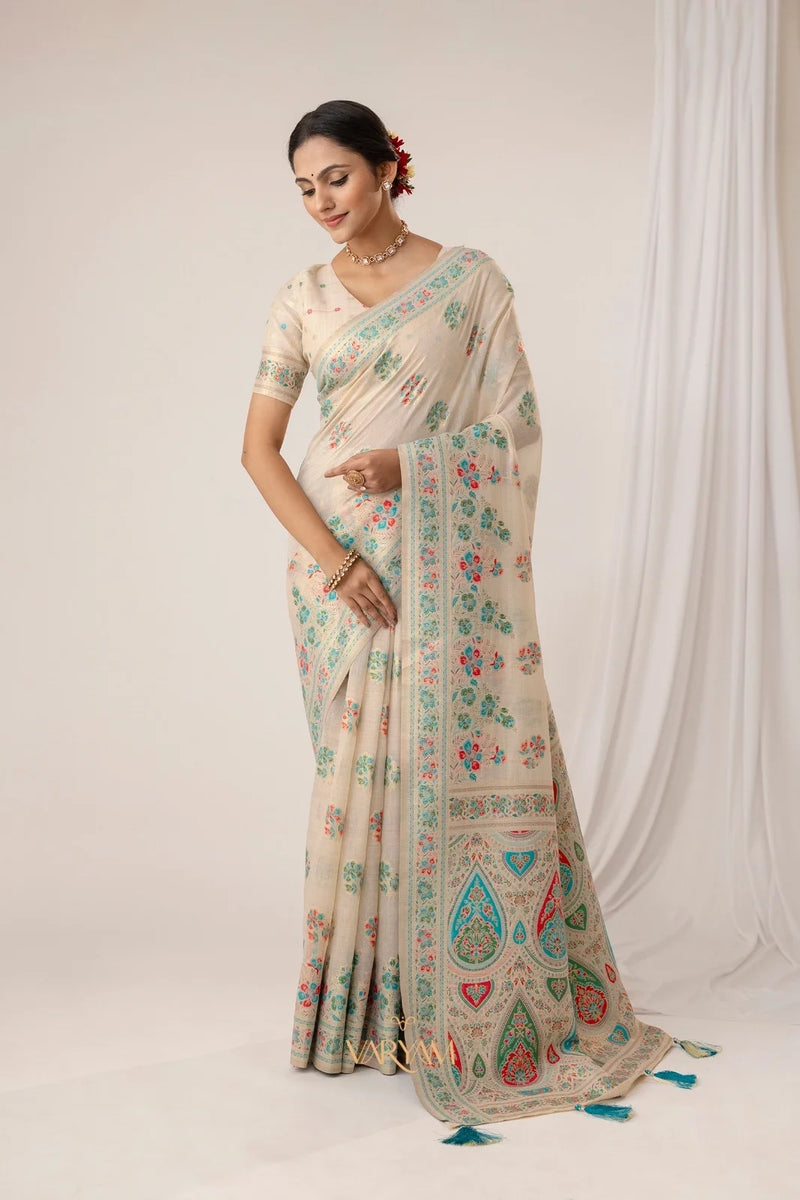 Mandira Cotton White Saree