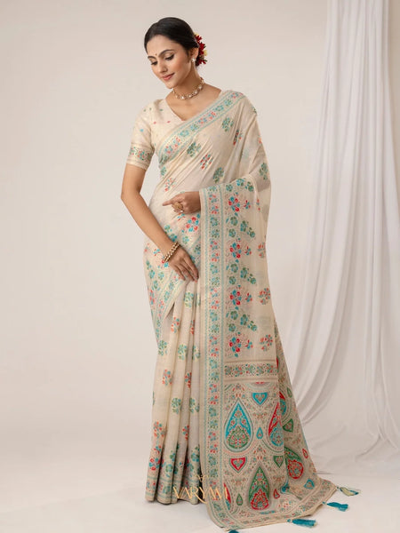 Mandira Cotton White Saree
